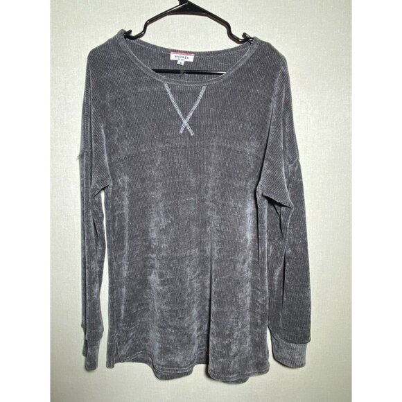 Andre By Unit Super Soft Gray Long Sleeved Chenille Crew Neck Sweater M - Picture 1 of 4